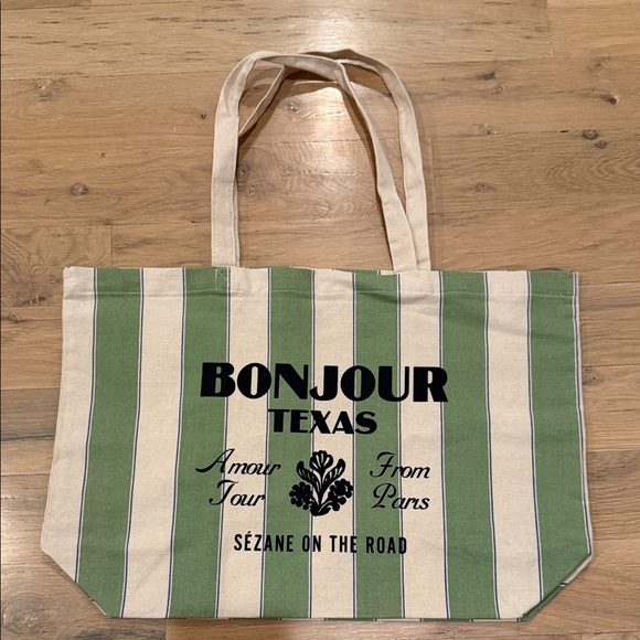Sézane Green and Cream Striped Tote - Picture 1 of 2